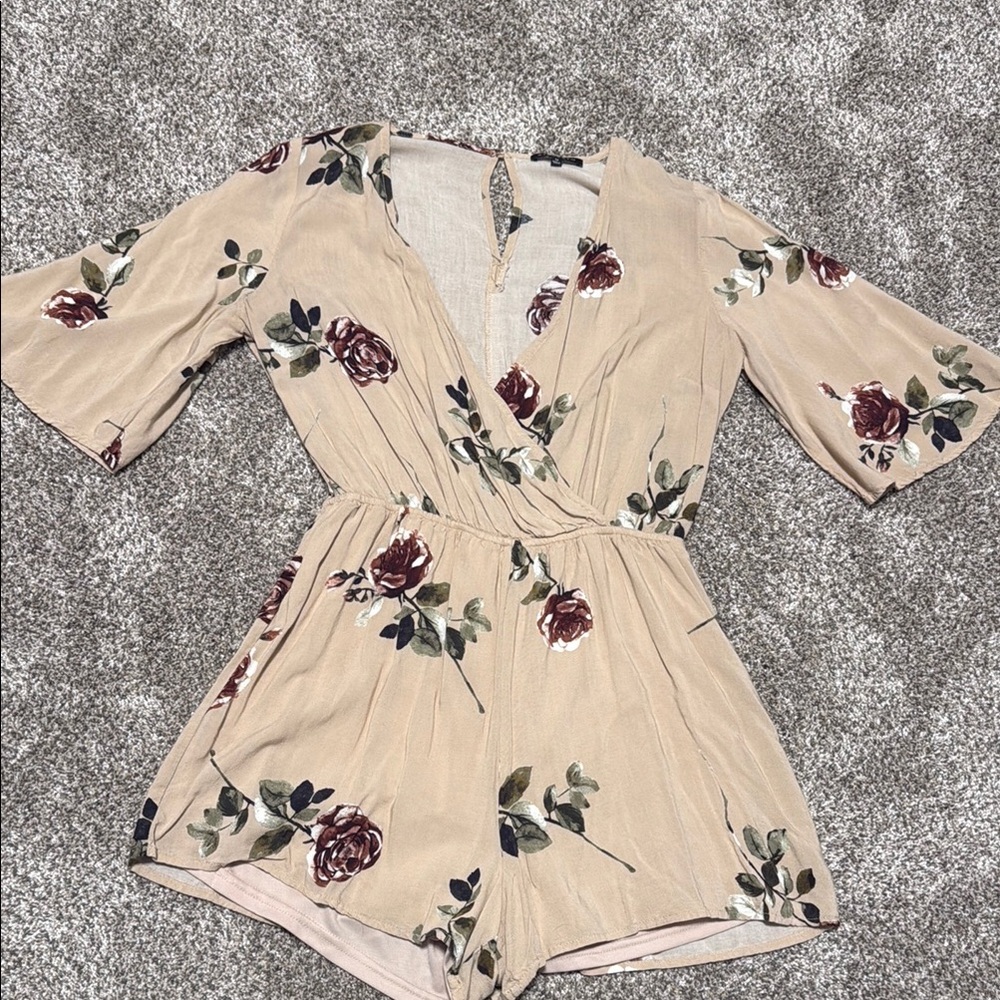 Floral Beige Romper